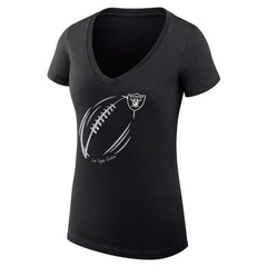 Las Vegas Raiders G-III 4Her by Carl Banks Women's Super-Slim Fit Lightweight Subtle Football V-Neck T-Shirt - Black sale
