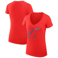 Buffalo Bills G-III 4Her by Carl Banks Women's Super-Slim Fit Lightweight Subtle Football V-Neck T-Shirt - Red outlet