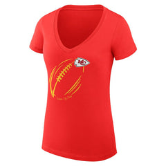 Kansas City Chiefs G-III 4Her by Carl Banks Women's Super-Slim Fit Lightweight Subtle Football V-Neck T-Shirt - Red discount