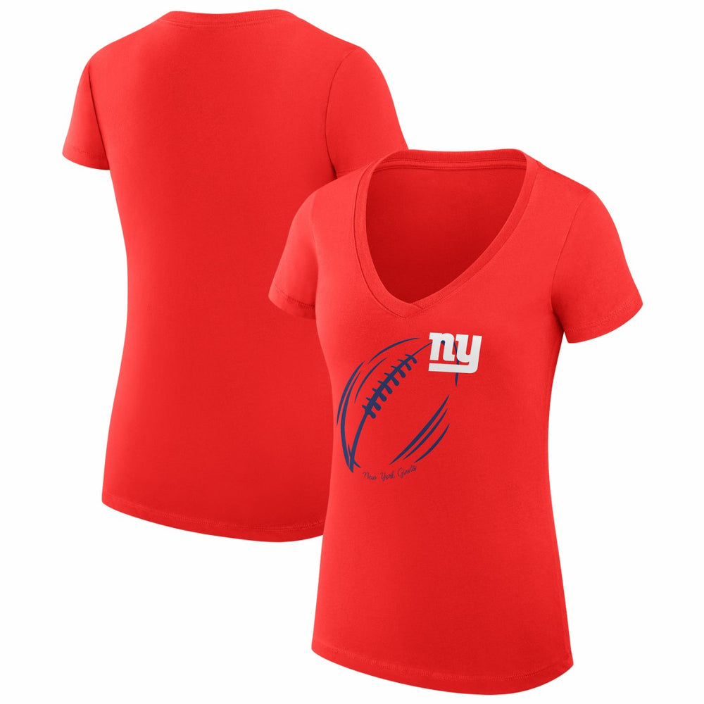 New York Giants G-III 4Her by Carl Banks Women's Super-Slim Fit Lightweight Subtle Football V-Neck T-Shirt - Red discount