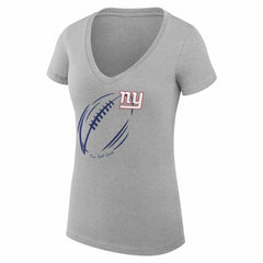 New York Giants G-III 4Her by Carl Banks Women's Super-Slim Fit Lightweight Subtle Football V-Neck T-Shirt - Heather Gray sale