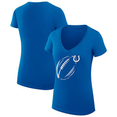 Indianapolis Colts G-III 4Her by Carl Banks Women's Super-Slim Fit Lightweight Subtle Football V-Neck T-Shirt - Royal for sale