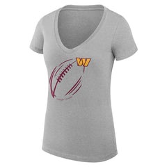 Washington Commanders G-III 4Her by Carl Banks Women's Super-Slim Fit Lightweight Subtle Football V-Neck T-Shirt - Heather Gray on sale