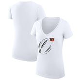 Cincinnati Bengals G-III 4Her by Carl Banks Women's Super-Slim Fit Lightweight Subtle Football V-Neck T-Shirt - White cheap