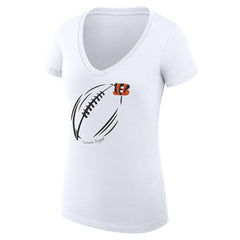 Cincinnati Bengals G-III 4Her by Carl Banks Women's Super-Slim Fit Lightweight Subtle Football V-Neck T-Shirt - White cheap