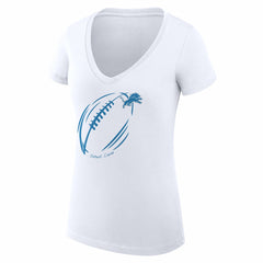 Detroit Lions G-III 4Her by Carl Banks Women's Super-Slim Fit Lightweight Subtle Football V-Neck T-Shirt - White on sale