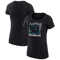 Carolina Panthers G-III 4Her by Carl Banks Women's Super-Slim Fit Lightweight Collage Team T-Shirt - Black cheap