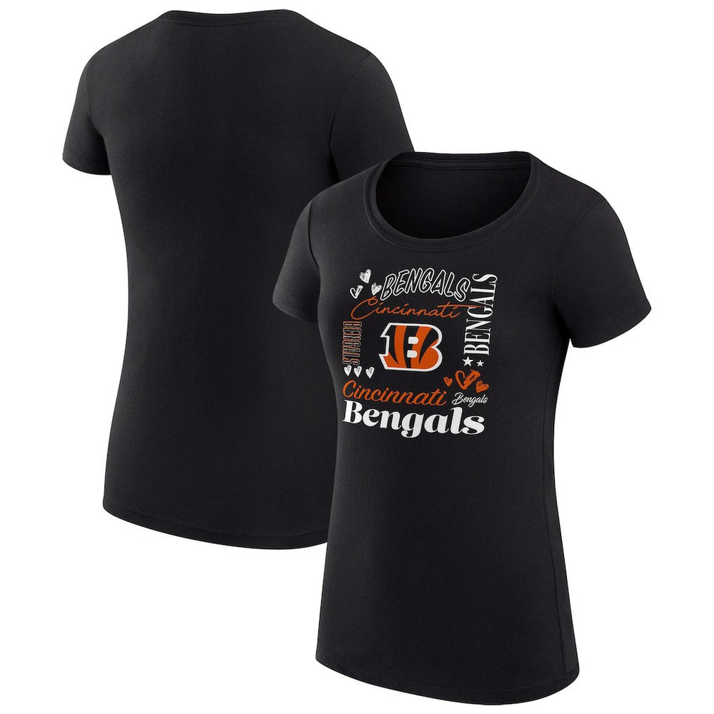 Cincinnati Bengals G-III 4Her by Carl Banks Women's Super-Slim Fit Lightweight Collage Team T-Shirt - Black online