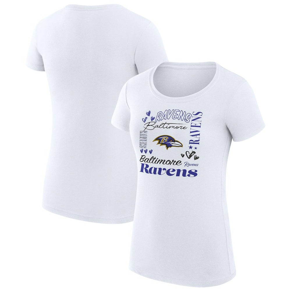Baltimore Ravens G-III 4Her by Carl Banks Women's Super-Slim Fit Lightweight Collage Team T-Shirt - White sale