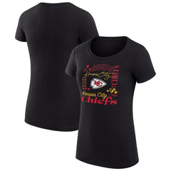 Kansas City Chiefs G-III 4Her by Carl Banks Women's Super-Slim Fit Lightweight Collage Team T-Shirt - Black discount