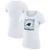 Carolina Panthers G-III 4Her by Carl Banks Women's Super-Slim Fit Lightweight Collage Team T-Shirt - White outlet