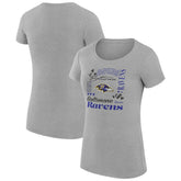 Baltimore Ravens G-III 4Her by Carl Banks Women's Super-Slim Fit Lightweight Collage Team T-Shirt - Heather Gray on sale