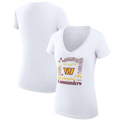 Washington Commanders G-III 4Her by Carl Banks Women's Super-Slim Fit Lightweight Collage Team V-Neck T-Shirt - White for sale