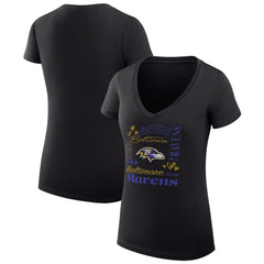 Baltimore Ravens G-III 4Her by Carl Banks Women's Super-Slim Fit Lightweight Collage Team V-Neck T-Shirt - Black for sale