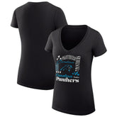 Carolina Panthers G-III 4Her by Carl Banks Women's Super-Slim Fit Lightweight Collage Team V-Neck T-Shirt - Black outlet