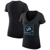 Detroit Lions G-III 4Her by Carl Banks Women's Super-Slim Fit Lightweight Collage Team V-Neck T-Shirt - Black outlet