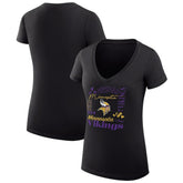 Minnesota Vikings G-III 4Her by Carl Banks Women's Super-Slim Fit Lightweight Collage Team V-Neck T-Shirt - Black cheap