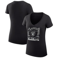 Las Vegas Raiders G-III 4Her by Carl Banks Women's Super-Slim Fit Lightweight Collage Team V-Neck T-Shirt - Black outlet