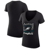 Philadelphia Eagles G-III 4Her by Carl Banks Women's Super-Slim Fit Lightweight Collage Team V-Neck T-Shirt - Black cheap