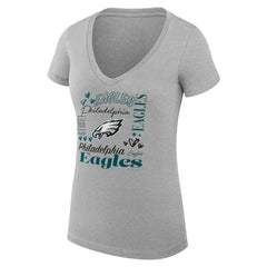 Philadelphia Eagles G-III 4Her by Carl Banks Women's Super-Slim Fit Lightweight Collage Team V-Neck T-Shirt - Heather Gray outlet