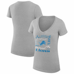 Detroit Lions G-III 4Her by Carl Banks Women's Super-Slim Fit Lightweight Collage Team V-Neck T-Shirt - Heather Gray sale