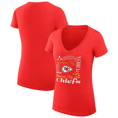 Kansas City Chiefs G-III 4Her by Carl Banks Women's Super-Slim Fit Lightweight Collage Team V-Neck T-Shirt - Red cheap