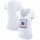 New York Giants G-III 4Her by Carl Banks Women's Super-Slim Fit Lightweight Collage Team V-Neck T-Shirt - White discount