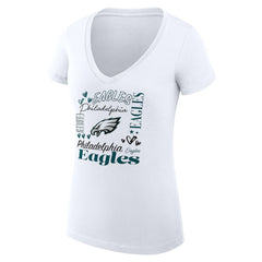 Philadelphia Eagles G-III 4Her by Carl Banks Women's Super-Slim Fit Lightweight Collage Team V-Neck T-Shirt - White online