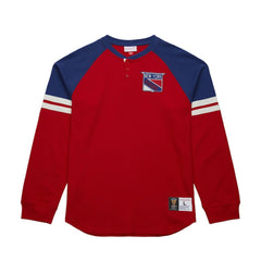 New York Rangers Mitchell & Ness Thermal Henley Long Sleeve T-Shirt - Red T-shirts