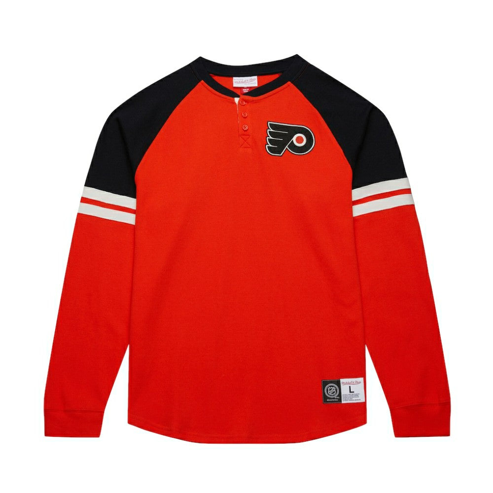 Philadelphia Flyers Mitchell & Ness Thermal Henley Long Sleeve T-Shirt - Orange T-shirts