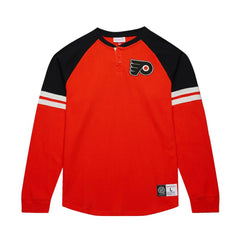 Philadelphia Flyers Mitchell & Ness Thermal Henley Long Sleeve T-Shirt - Orange T-shirts