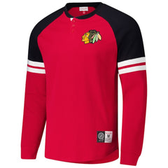 Chicago Blackhawks Mitchell & Ness Thermal Henley Long Sleeve T-Shirt - Red T-shirts