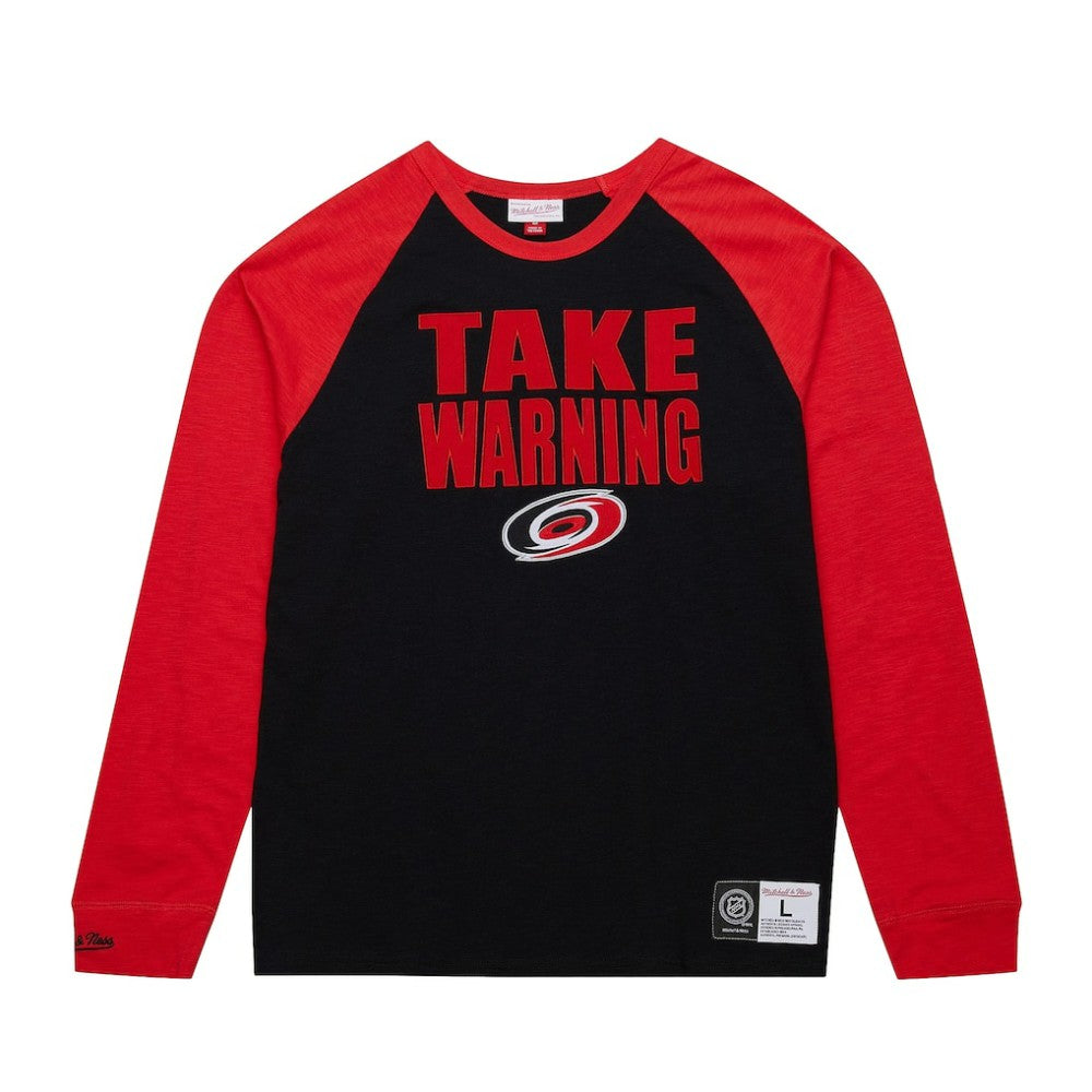 Carolina Hurricanes Mitchell & Ness Legendary Slub Raglan Long Sleeve T-Shirt - Black/Red T-shirts