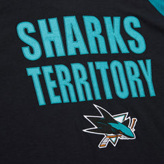 San Jose Sharks Mitchell & Ness Legendary Slub Raglan Long Sleeve T-Shirt - Black/Teal T-shirts