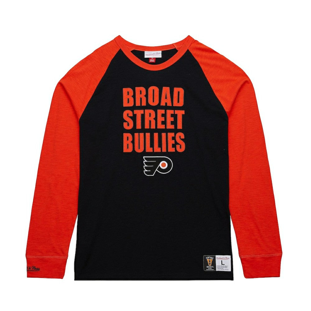 Philadelphia Flyers Mitchell & Ness Legendary Slub Raglan Long Sleeve T-Shirt - Black/Orange T-shirts