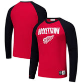 Detroit Red Wings Mitchell & Ness Legendary Slub Raglan Long Sleeve T-Shirt - Red/Black T-shirts