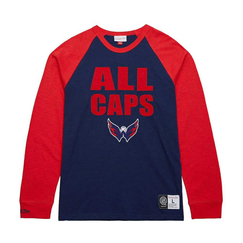 Washington Capitals Mitchell & Ness Legendary Slub Raglan Long Sleeve T-Shirt - Navy/Red T-shirts