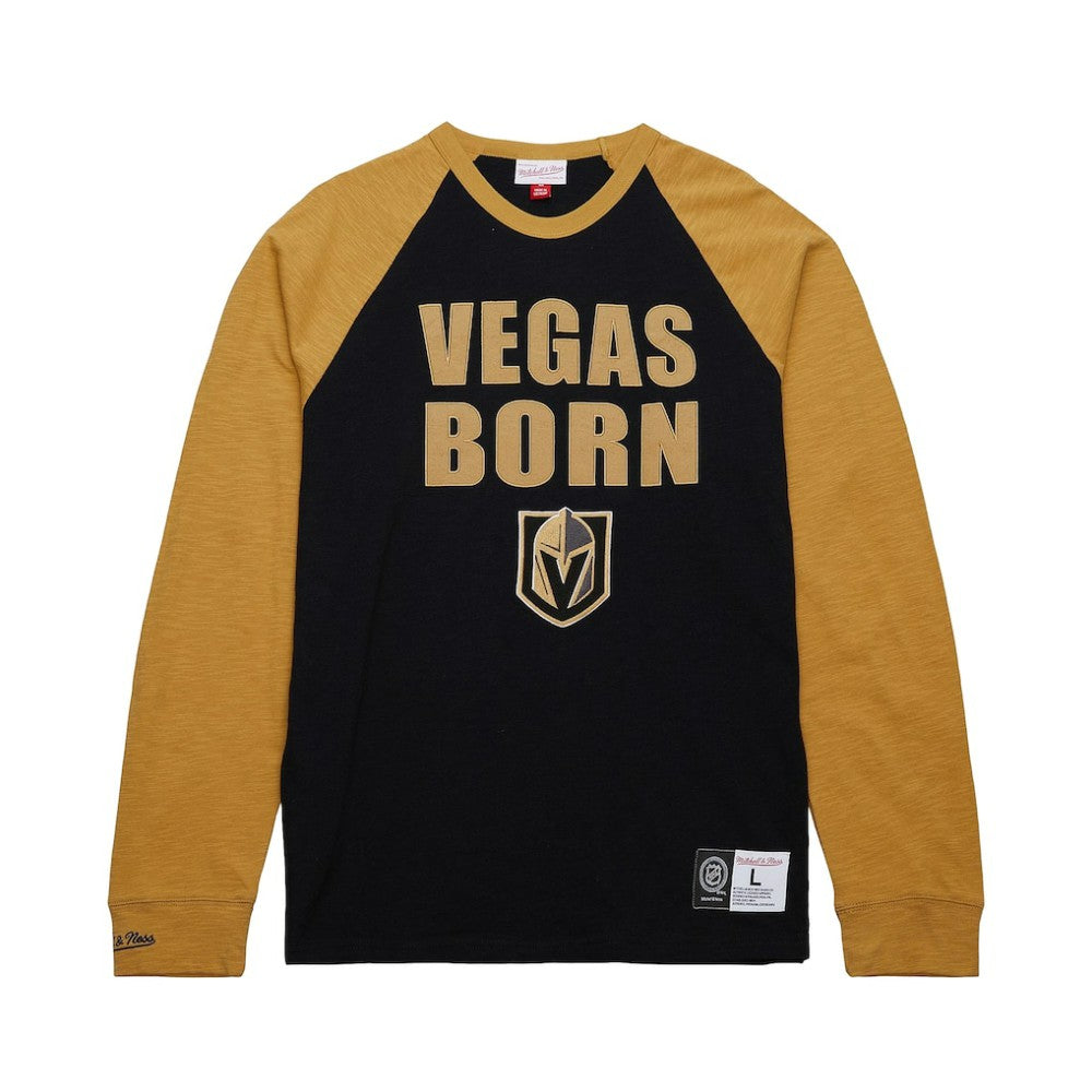 Vegas Golden Knights Mitchell & Ness Legendary Slub Raglan Long Sleeve T-Shirt - Black/Gold T-shirts