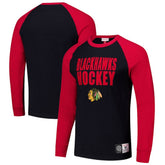 Chicago Blackhawks Mitchell & Ness Legendary Slub Raglan Long Sleeve T-Shirt - Black/Red T-shirts