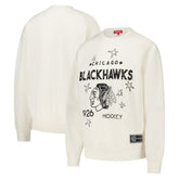 Chicago Blackhawks Mitchell & Ness Women's Logo 3.0 Pullover Sweatshirt - Cream Sweatshirts