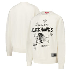Chicago Blackhawks Mitchell & Ness Women's Logo 3.0 Pullover Sweatshirt - Cream Sweatshirts