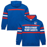 New York Rangers Mitchell & Ness Head Coach Slogan Pullover Hoodie - Blue Hoodies