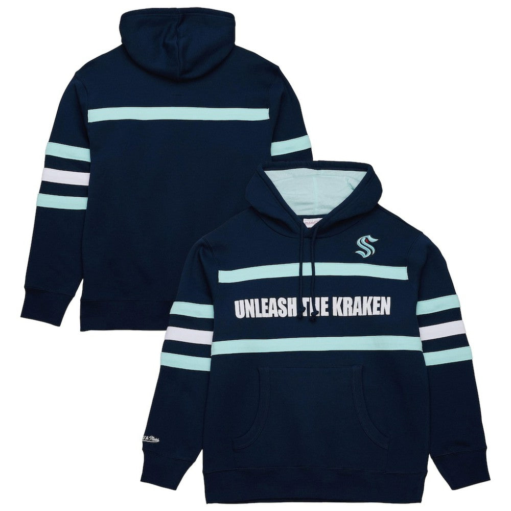 Seattle Kraken Mitchell & Ness Head Coach Slogan Pullover Hoodie - Navy Hoodies