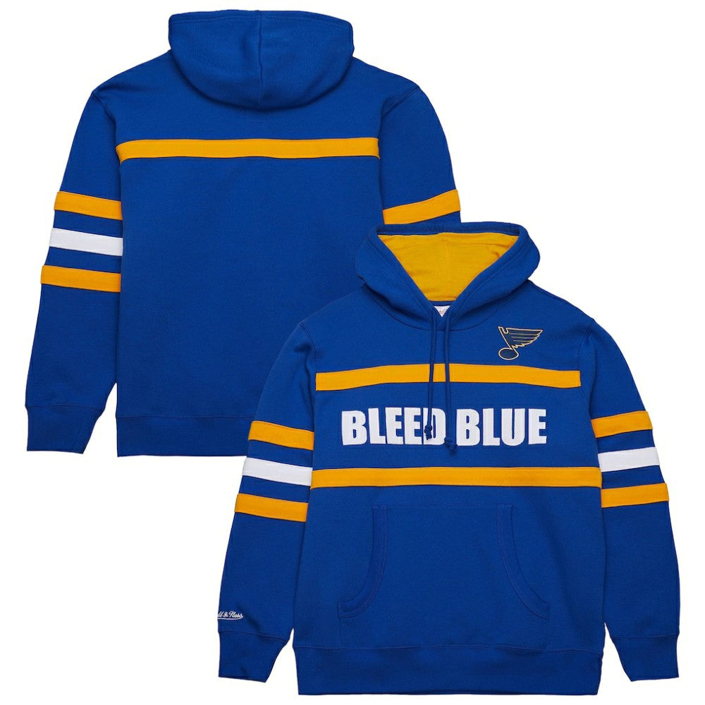 St. Louis Blues Mitchell & Ness Head Coach Slogan Pullover Hoodie - Blue Hoodies