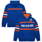 New York Islanders Mitchell & Ness Head Coach Slogan Pullover Hoodie - Royal Hoodies