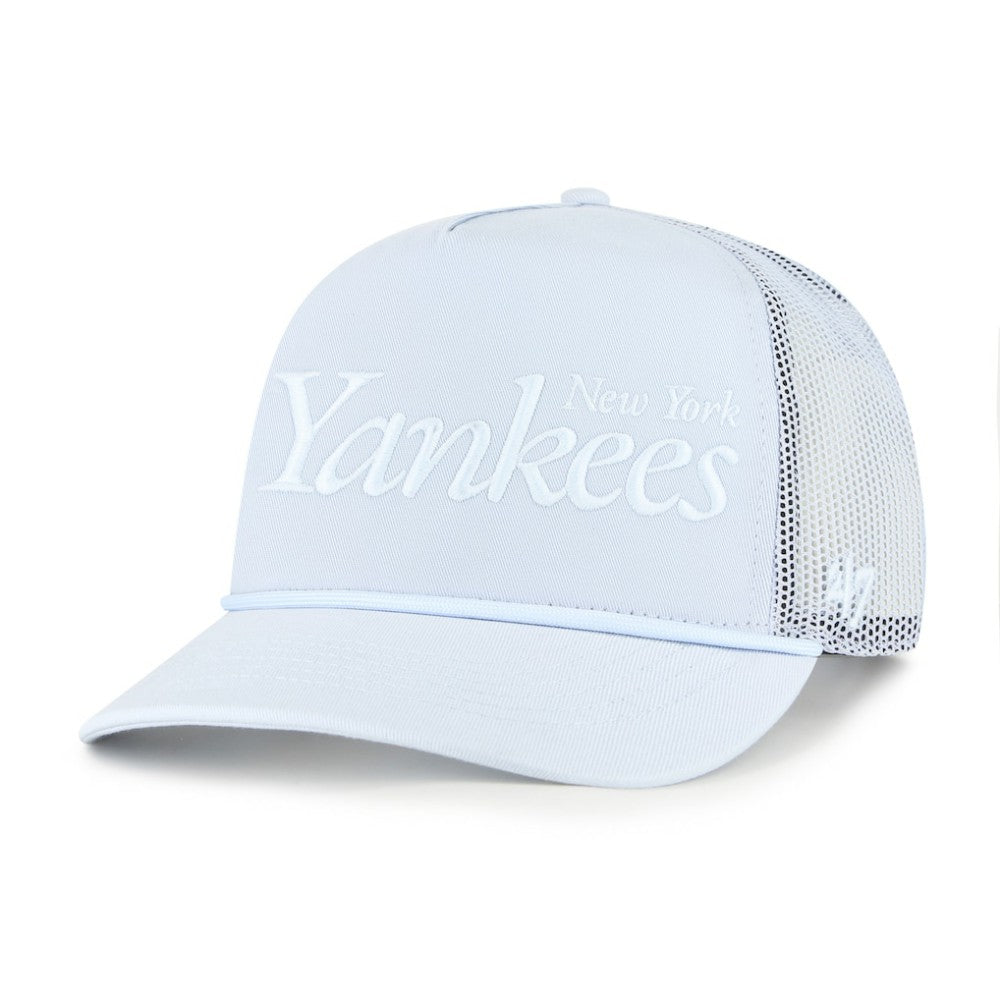 New York Yankees Foundation Script Hitch Adjustable Trucker Hat Light Blue