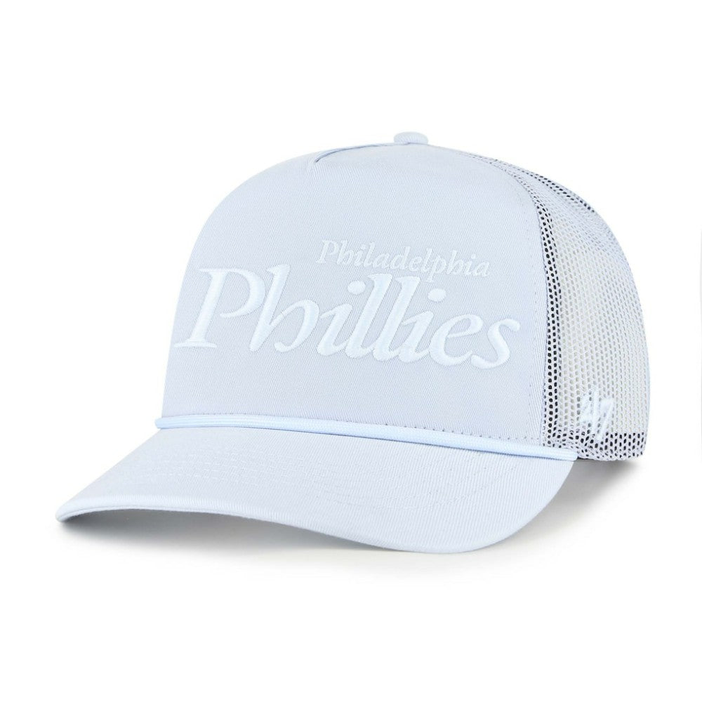 Philadelphia Phillies Foundation Script Hitch Adjustable Trucker Hat Light Blue