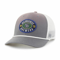 Milwaukee Brewers Tide Sweep Rope Trucker Adjustable Hat Gray/White