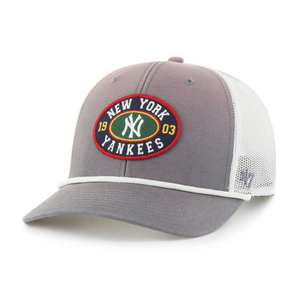 New York Yankees Tide Sweep Rope Trucker Adjustable Hat Gray/White
