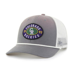 Colorado Rockies Tide Sweep Rope Trucker Adjustable Hat Gray/White